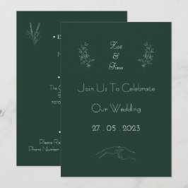Elegant Green And White Floral Simple Invitation 招待状