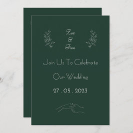 Elegant Green And White Floral Simple Invitation 招待状