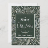 Elegant Green and White Vintage Christmas Card シーズンカード (正面)