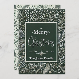 Elegant Green and White Vintage Christmas Card シーズンカード