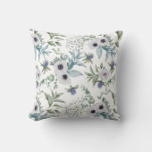 Elegant Green Blue Botanical Watercolor クッション (正面)