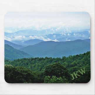Elegant Green Blue Smoky Mountains Photo Monogram マウスパッド