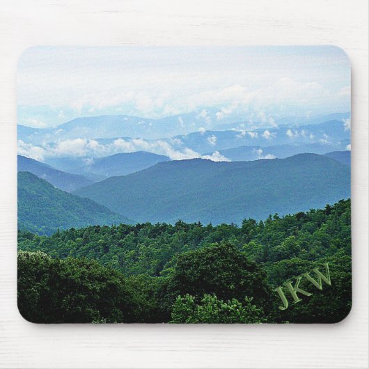 Elegant Green Blue Smoky Mountains Photo Monogram マウスパッド (正面)