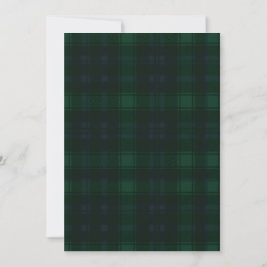 Elegant Green blue tartan Plaid Invitation 招待状 (裏面)