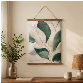 Elegant Green Botanical Leaves Minimalist Wall Art 吊り下げ型タペストリー