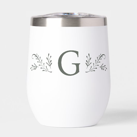 Elegant Green Botanical Monogram (正面)