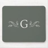Elegant Green Botanical Monogram マウスパッド (正面)
