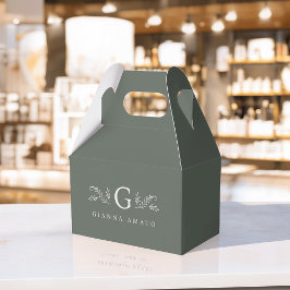 Elegant Green Botanical Monogram & Business Name フェイバーボックス