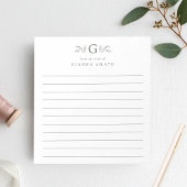 Elegant Green Botanical Monogram Lined ノートパッド