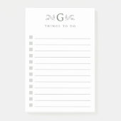 Elegant Green Botanical Monogram To Do List ポストイット (正面)