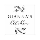 Elegant Green Botanical Personalized Kitchen セルフインキングスタンプ (デザイン)