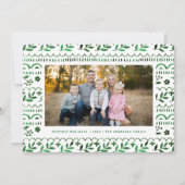 Elegant Green Botanical Watercolor Christmas Photo シーズンカード (正面)