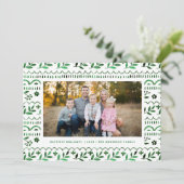 Elegant Green Botanical Watercolor Christmas Photo シーズンカード (スタンド正面)