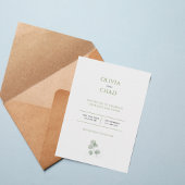 Elegant Green Botanical Wedding Invitation 招待状