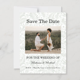 Elegant Green Botanical Wedding Save The Date マグネット招待状