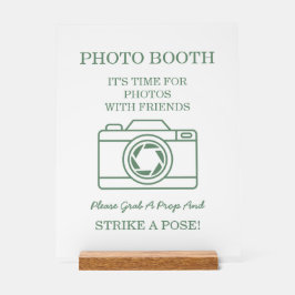 Elegant Green Botanical Wreath Wedding Photo Booth アクリルサイン