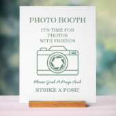 Elegant Green Botanical Wreath Wedding Photo Booth アクリルサイン (ニュートラル)