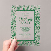 Elegant Green Botanicals Christmas Party アクリル招待状 (インサイチュ (ポータブル))