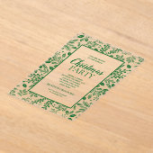 Elegant Green Botanicals Christmas Party アクリル招待状 (レイダウン)