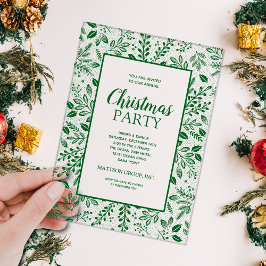 Elegant Green Botanicals Christmas Party アクリル招待状