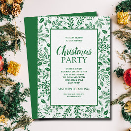 Elegant Green Botanicals Christmas Party 招待状