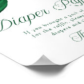 Elegant Green Bow Baby Shower Diaper Raffle Sign ポスター (角)