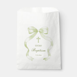 Elegant Green Bow Baptism フェイバーバッグ