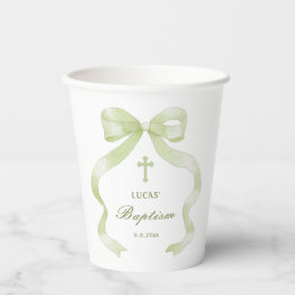 Elegant Green Bow Baptism 紙コップ