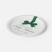 Elegant Green Bow Christmas Baby Shower ペーパープレート (アングル)