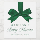 Elegant Green Bow Christmas Baby Shower ワインラベル (シングルラベル)