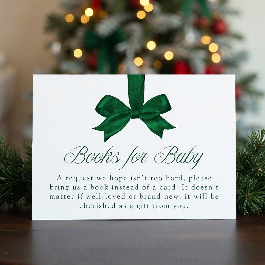 Elegant Green Bow Christmas Books For Baby エンクロージャーカード