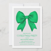 Elegant Green Bow Christmas Holiday Party  招待状 (正面)