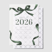 Elegant Green Bow Graduation Party ベラム紙招待状 (オフセット (招待状))