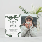 Elegant Green Bow Graduation Save the Date セーブザデート (スタンド正面)