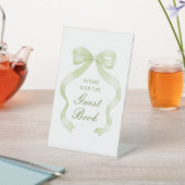 Elegant Green Bow Guest Book Pedestal Sign 台座サイン (インサイチュ)
