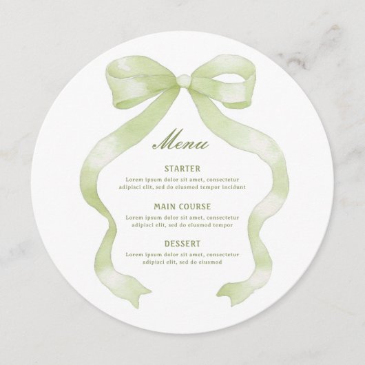Elegant Green Bow Round メニュー (正面)