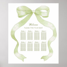 Elegant Green Bow Seating Chart ポスター