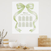 Elegant Green Bow Seating Chart ポスター (キッチン)