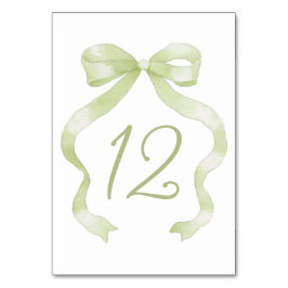 Elegant Green Bow Table Number テーブルナンバー