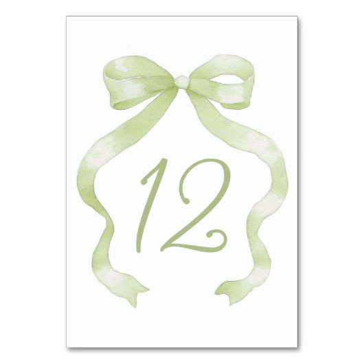 Elegant Green Bow Table Number テーブルナンバー (正面)