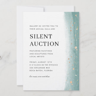 Elegant Green Brush Stroke Gala & Silent Auction  招待状