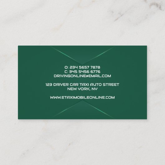 Elegant Green Chauffeur Driver 名刺 (裏面)