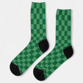 Elegant Green Checkerboard Design ソックス (左)