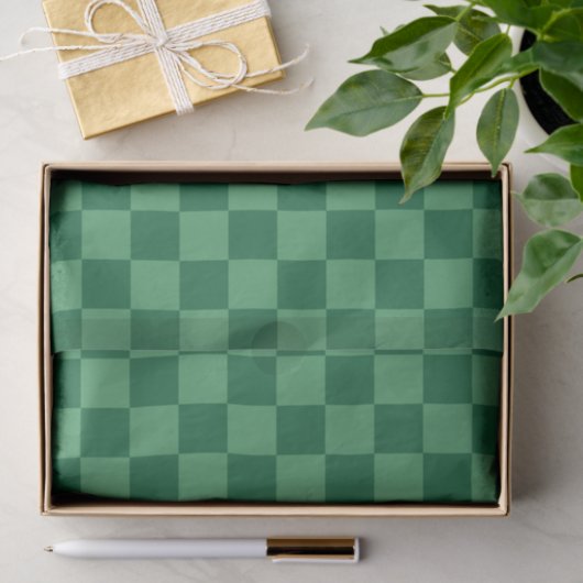 Elegant Green Checkerboard Design 薄葉紙 (ギフト)