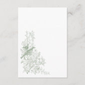 Elegant Green Chinoiserie Nature & Birds Wedding エンクロージャーカード (裏面)