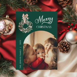 Elegant Green Christmas Arch Photo Card シーズンカード