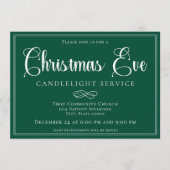 Elegant Green Christmas Eve Candlelight Service 招待状 (正面)