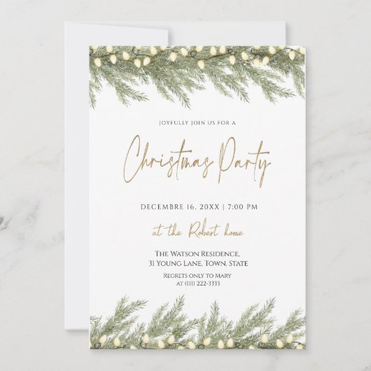 Elegant Green Christmas Party  Invitation 招待状 (正面)