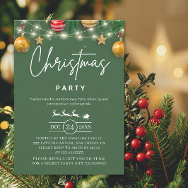Elegant Green Christmas Party Invitation 招待状