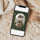 Elegant Green Christmas Photo Card with Gold Trees シーズンカード